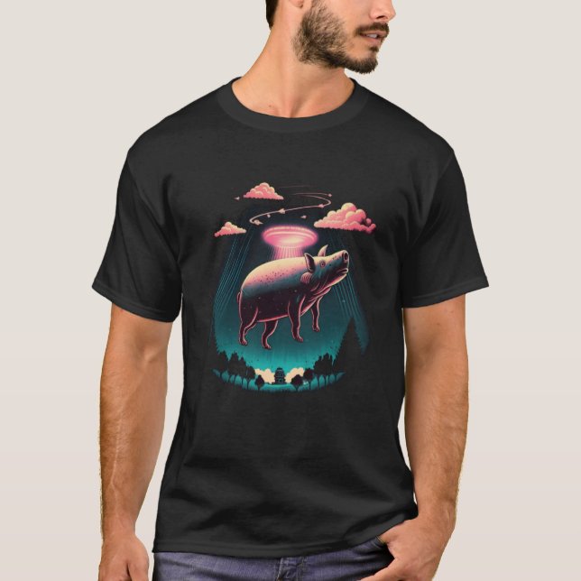 Camiseta Alien Abduction Pig UFO Spaceship Extraterrestrial (Anverso)