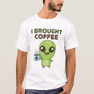 Camiseta Alien Amable Y Amable Que Traje Café