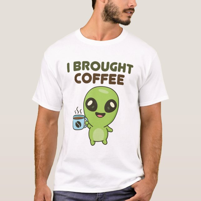 Camiseta Alien Amable Y Amable Que Traje Café (Anverso)