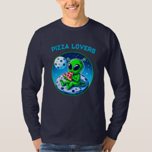 Camiseta Alien amante de la pizza en la luna Fun Cosmic
