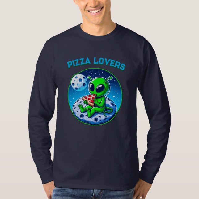 Camiseta Alien amante de la pizza en la luna | Fun Cosmic (Anverso)