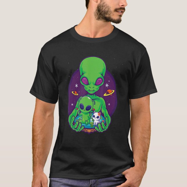 Camiseta Alien And Cat Sci Fi And Animal (Anverso)