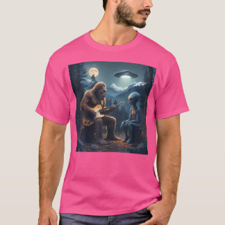 Camiseta Alien Bigfoot Guitar Sasquatch Ufo Regalos Para Ho