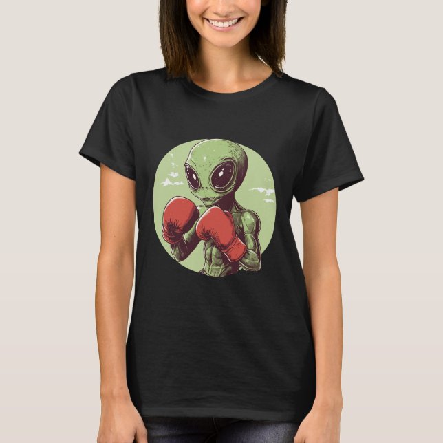 Camiseta Alien Boxer Listo Para Luchar Con Guantes (Anverso)