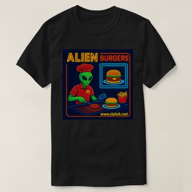 Camiseta Alien Burgers - T-Shirt (Diseño del anverso)
