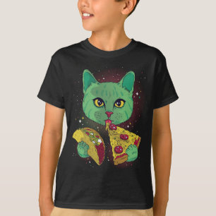 Camiseta Alien Cat Funny Come Pizza Taco Space Cats Kitty L