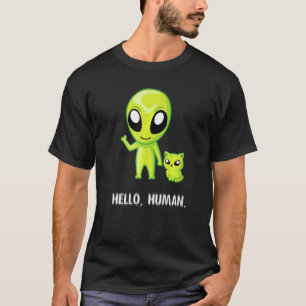Camiseta Alien Cat Hello Human Ufo Kitten