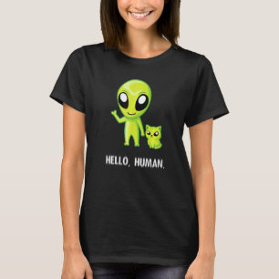 Camiseta Alien Cat Hello Human Ufo Kitten