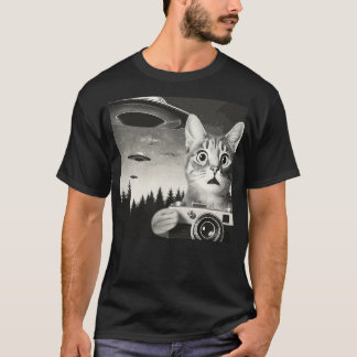 Camiseta Alien Cat UFO Camera Graphic Alien Feline Photogra