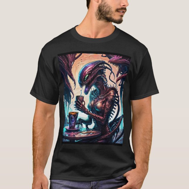 Camiseta Alien coffee fanart (Anverso)
