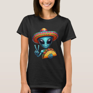 Camiseta Alien Comating Taco Cinco De Mayo Sombrero Mexican