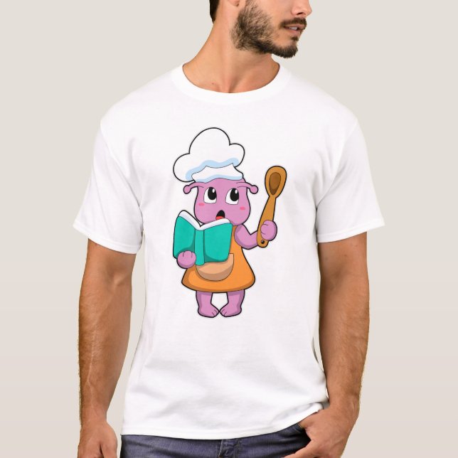 Camiseta Alien como cocinero con libro de cocina (Anverso)