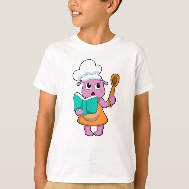 Camiseta Alien como cocinero con libro de cocina (Anverso)
