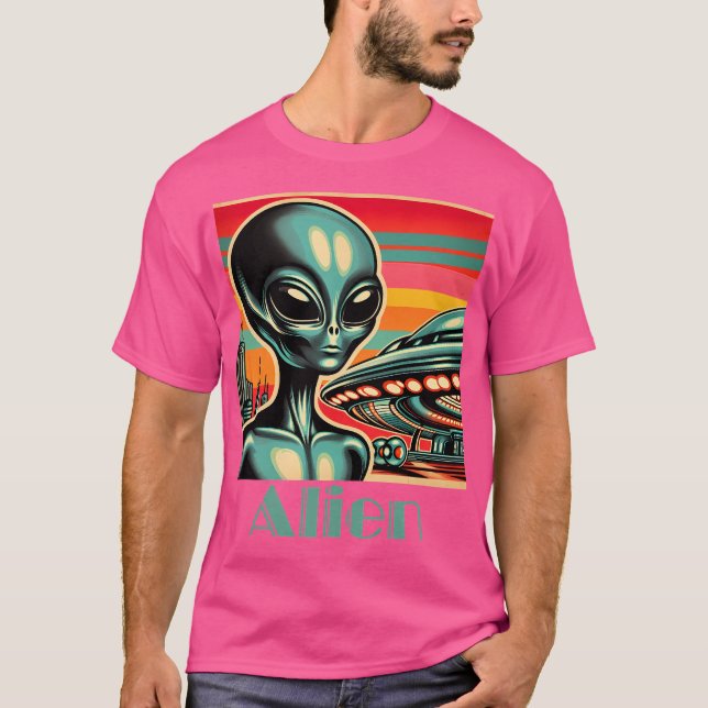 Camiseta Alien Con Estilo Retro Ufo (Anverso)