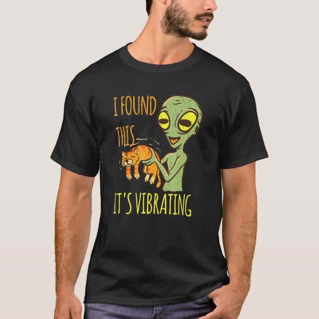 Camiseta Alien Con Un Purr De Vibración De Gatos Encontré E (Anverso)