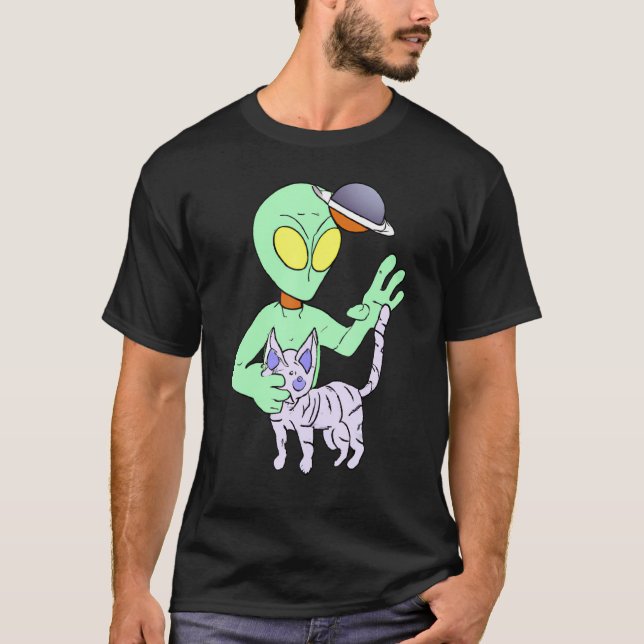 Camiseta Alien Cute Paga Un Gato Para El Mascota De Papá Ga (Anverso)