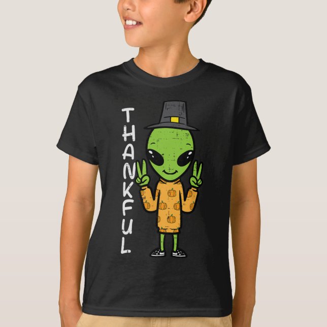Camiseta Alien de Acción de Gracias Gracioso Espacio Caído  (Anverso)