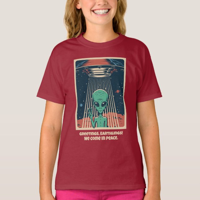 Camiseta Alien de personalizado de texto y nombre para OVNI (Anverso)