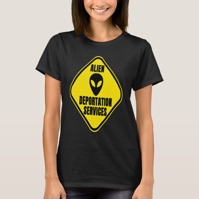 Camiseta Alien Deportation Service UFO Road Rótulo Humor (Anverso)