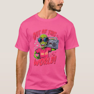 Camiseta Alien divertida con boombox de gafas de sol de est