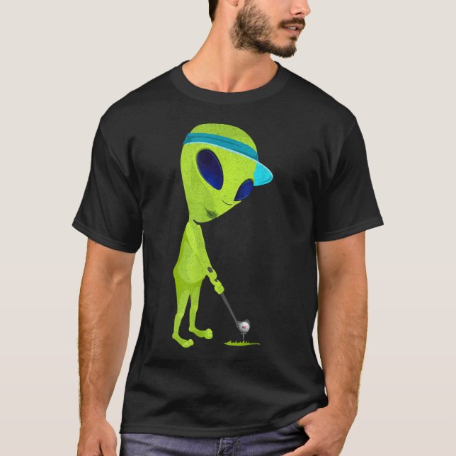 Camiseta Alien divertida jugando golf parodia al golf (Anverso)