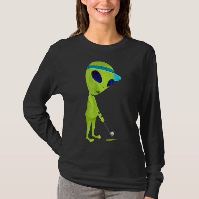 Camiseta Alien divertida jugando golf parodia al golf (Anverso)