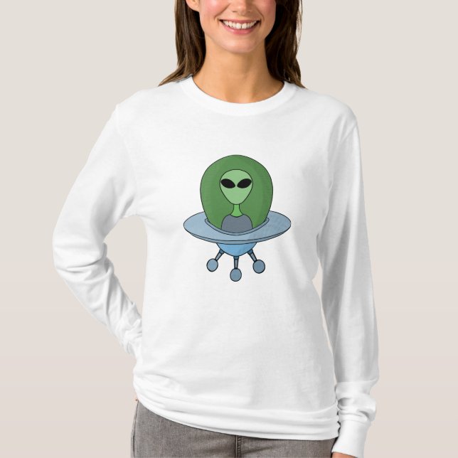 Camiseta Alien en su pequeña nave espacial (Anverso)