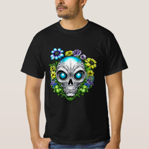 Camiseta Alien Face and Flowers Ai Art