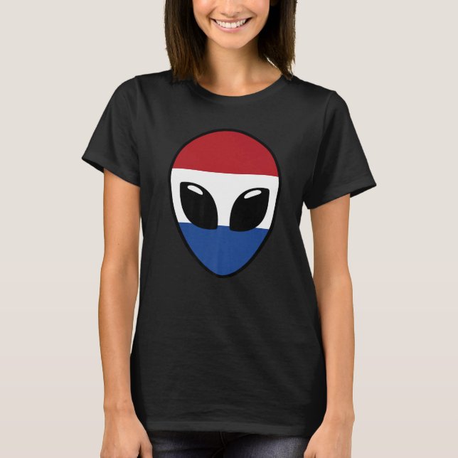 Camiseta Alien Face Países Bajos Holanda Bandera holandesa (Anverso)