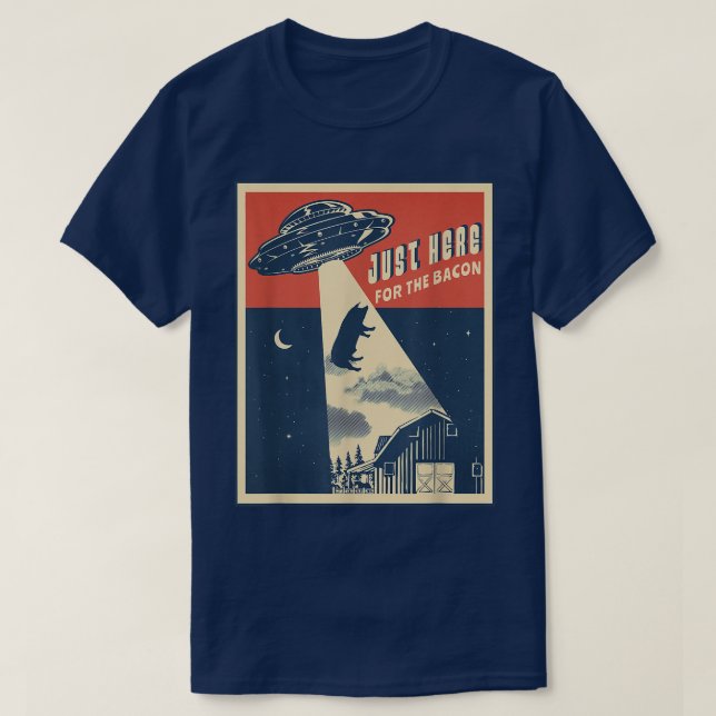 Camiseta Alien Farm Abduction Beam Funny Retro Bacon Lover  (Diseño del anverso)