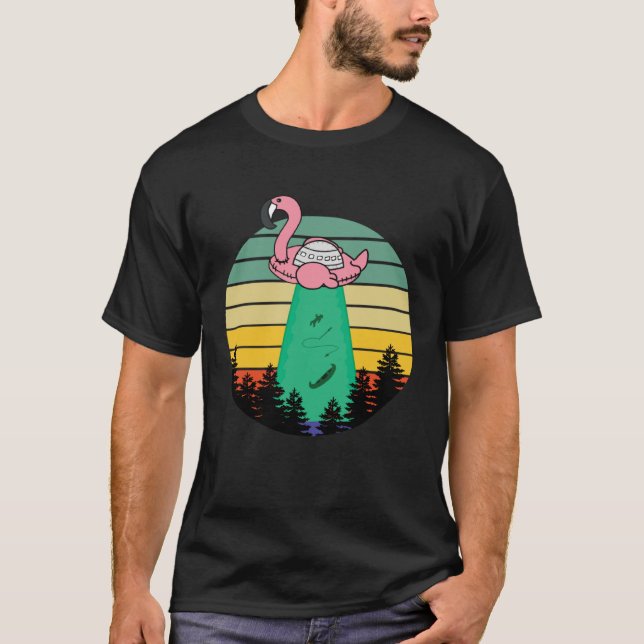 Camiseta Alien Flamingo Abduction  Fun Flamingo UFO Flying  (Anverso)