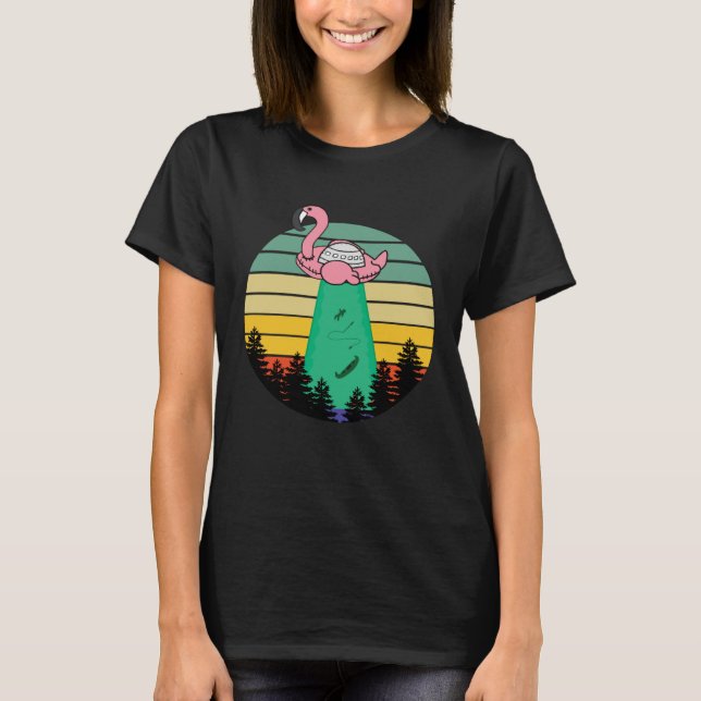 Camiseta Alien Flamingo Abduction  Fun Flamingo UFO Flying  (Anverso)