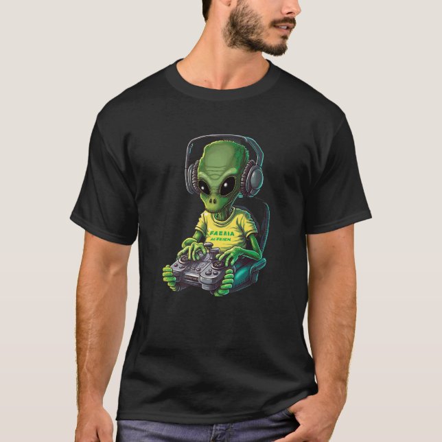 Camiseta Alien Gamer Video Games Boys Kids Teens Gaming Gra (Anverso)