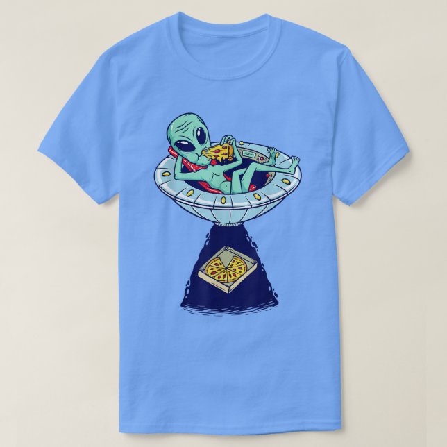Camiseta Alien gracioso secuestra Pizza Ufo 255 (Diseño del anverso)