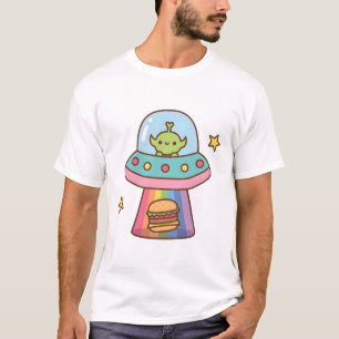 Camiseta Alien gracioso secuestró garabato de hamburguesas
