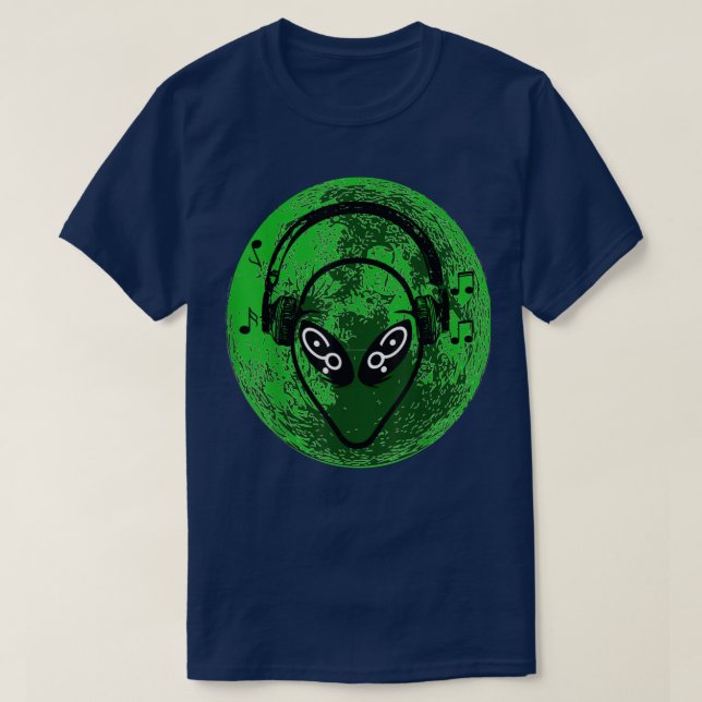 Camiseta Alien Green Moon Music  (Diseño del anverso)