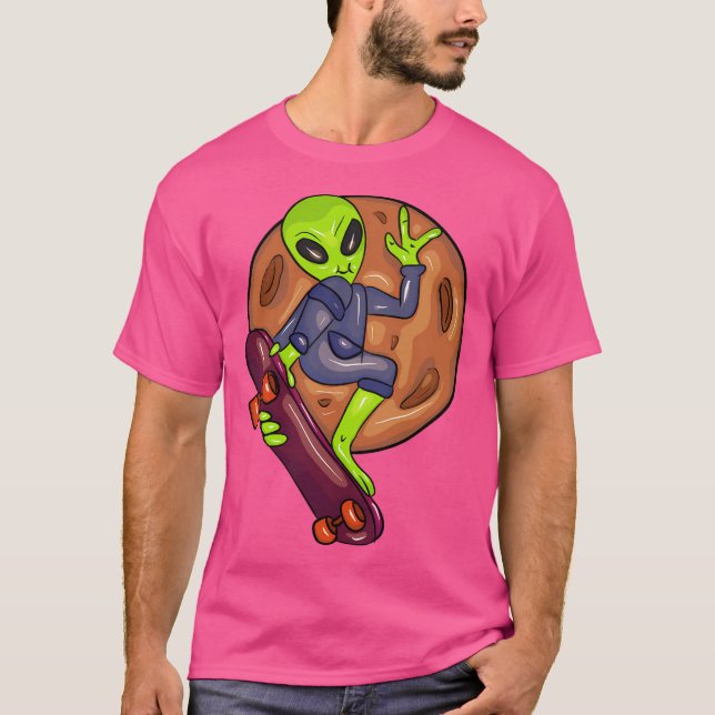 Camiseta Alien Guay con Skateboard (Anverso)