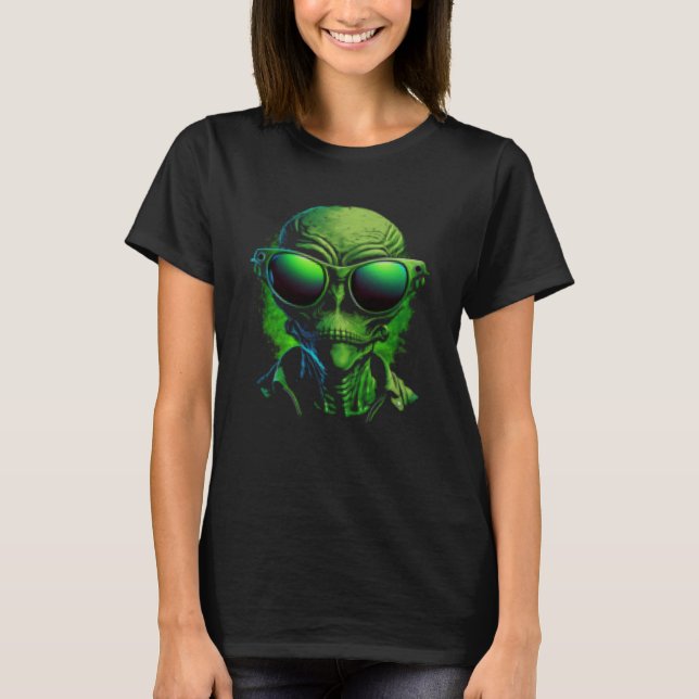 Camiseta Alien Head Alien Face Hipster Gafas de sol UFO (Anverso)
