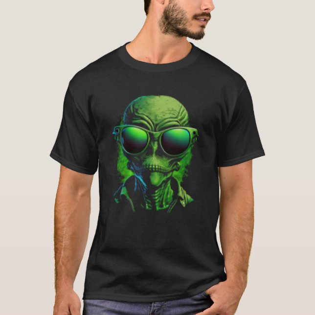 Camiseta Alien Head Alien Face Hipster Gafas de sol UFO (Anverso)