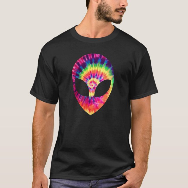 Camiseta Alien Head Face Space UFO Tie Dye Rave EDM Music (Anverso)