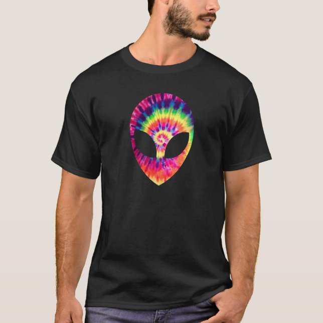 Camiseta Alien Head Face Space UFO Tie Dye Rave EDM Music (Anverso)