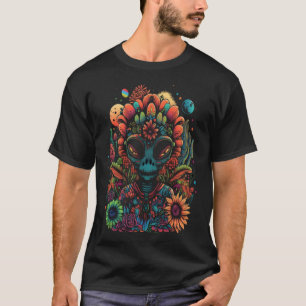 Camiseta Alien Hippie Flower UFO Extraterrestre