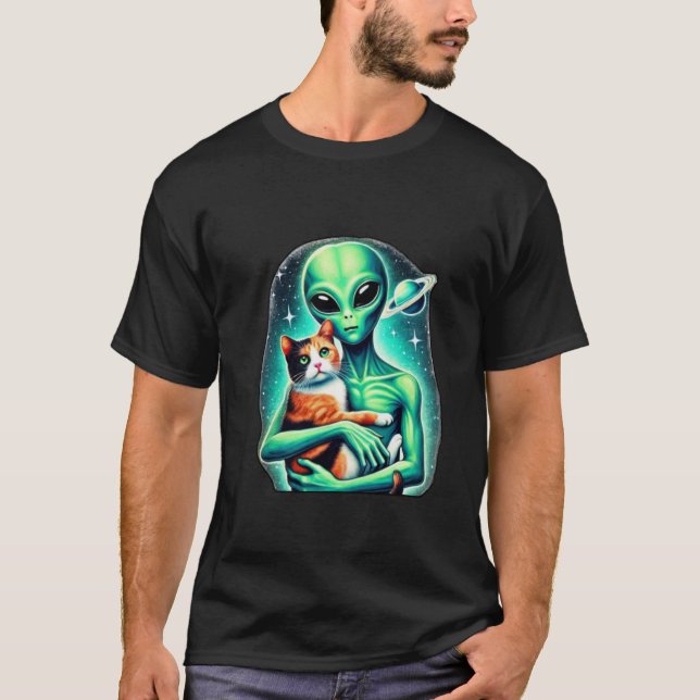 Camiseta Alien Holding Calico Cat (Anverso)
