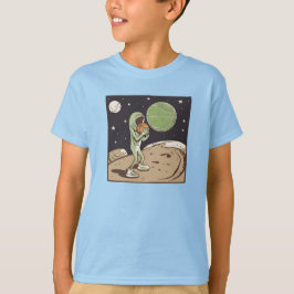 Camiseta Alien jugando básquetbol en la luna