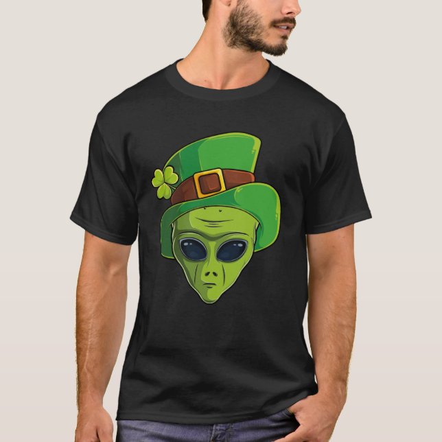 Camiseta Alien Leprechaun St Patrick Day Irish Shamrock M (Anverso)