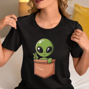 Camiseta Alien lindo en bolsillo - Gráfica divertida del es