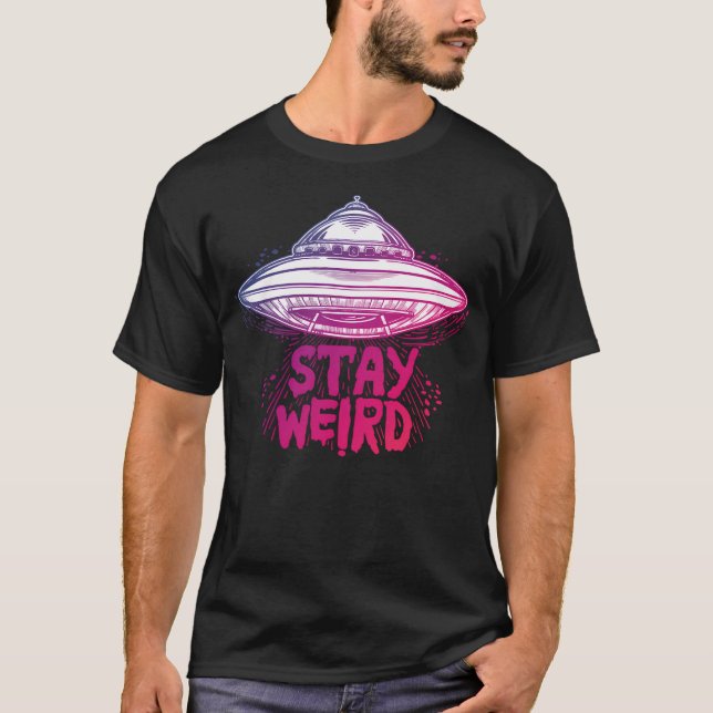 Camiseta Alien - Mantente Raro Volando Saucer Para Los Rico (Anverso)