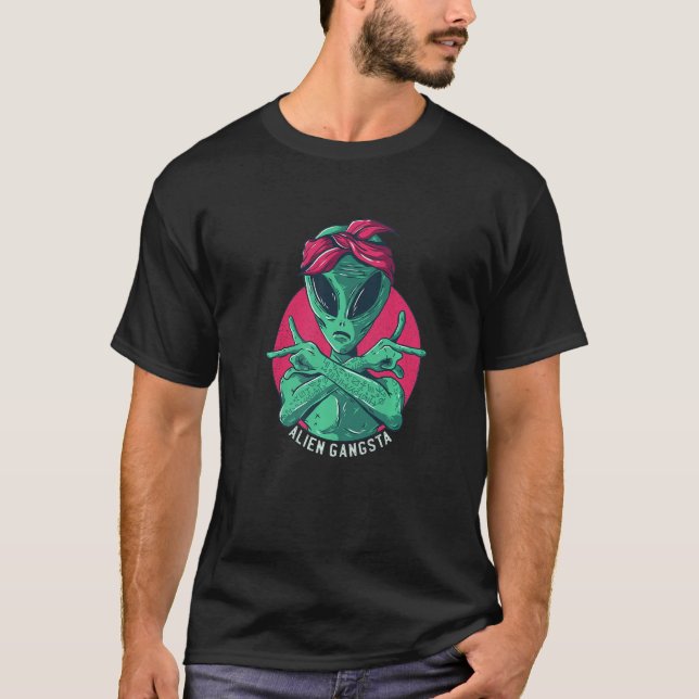 Camiseta Alien Mars Space UFO Gangstar (Anverso)