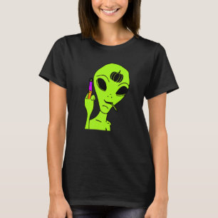 Camiseta Alien Middle Finger Lazy Halloween Costume Ufo Pu