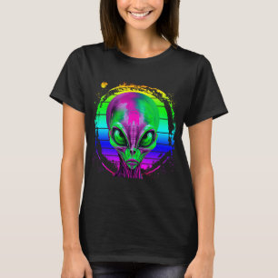 Camiseta Alien moderno y colorido arcoiris